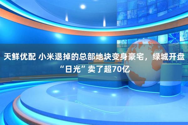 天鲜优配 小米退掉的总部地块变身豪宅，绿城开盘“日光”卖了超70亿
